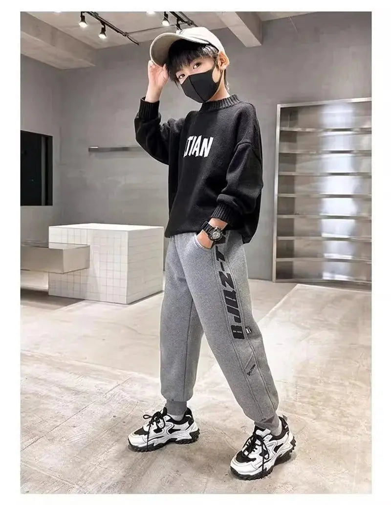 Pantalones gruesos y cálidos de invierno para niños, pantalones de algodón de terciopelo de felpa para niños, pantalones de chándal de nieve acolchados para niños grandes, ropa informal para adolescentes - SYN PERU