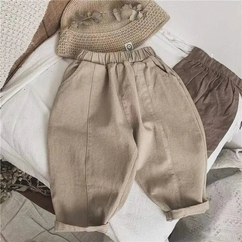 Pantalones informales holgados para bebé, petos Retro con bolsillo, ropa de algodón para niño y niña, 2024 - SYN PERU