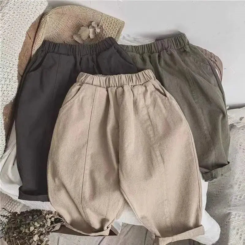 Pantalones informales holgados para bebé, petos Retro con bolsillo, ropa de algodón para niño y niña, 2024 - SYN PERU