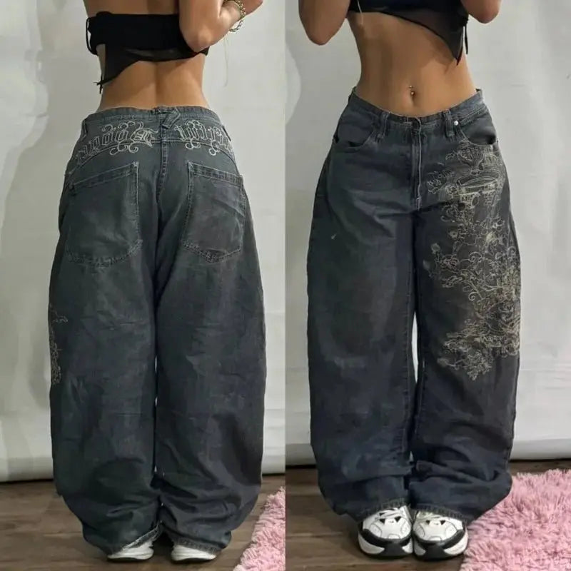 Pantalones vaqueros holgados lavados con múltiples bolsillos para hombre y mujer, Pantalón ancho de cintura alta, informal, Hip - hop, Harajuku, Y2K, moda urbana, nuevo - SYN PERU