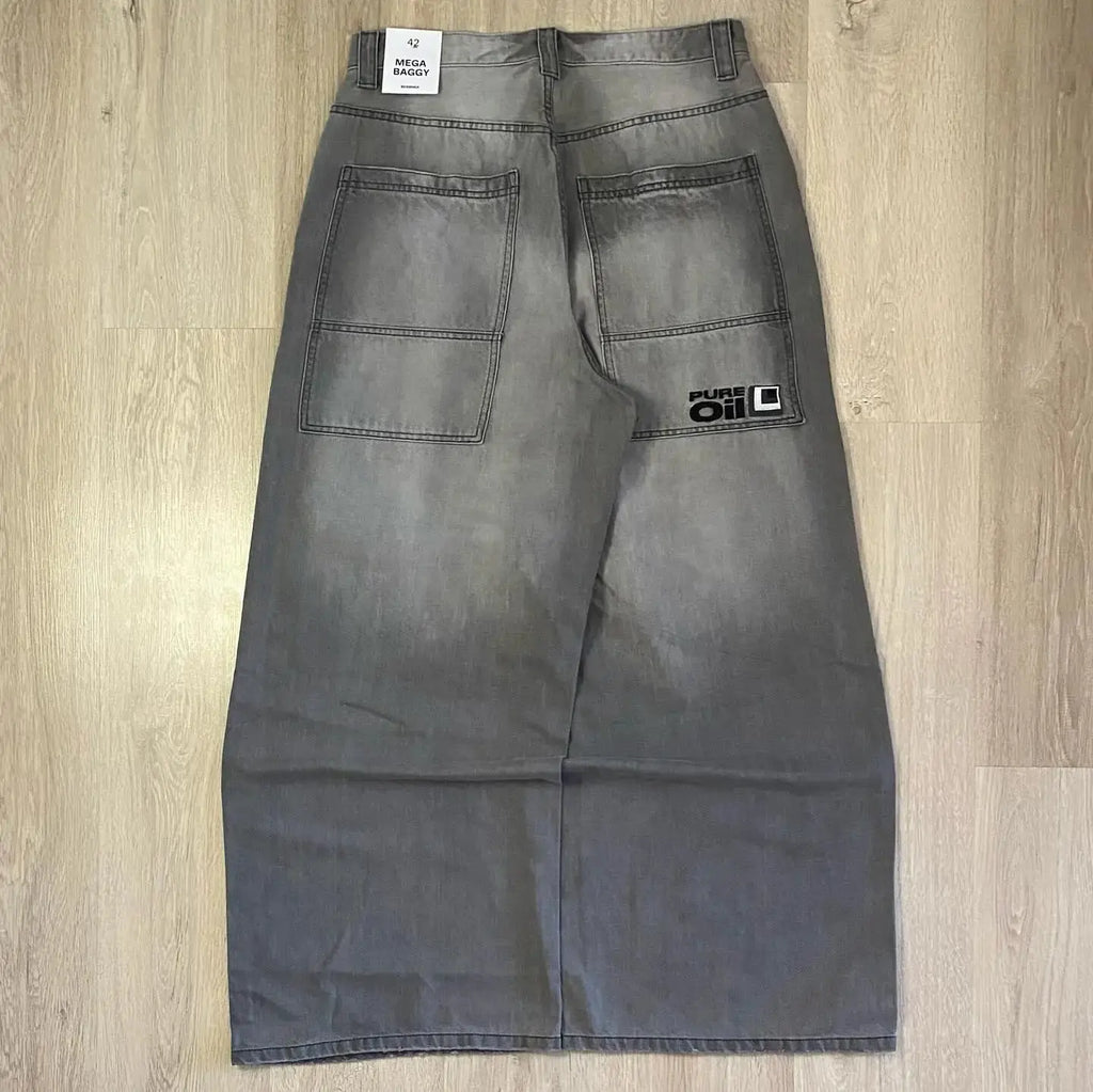 Pantalones vaqueros holgados lavados con múltiples bolsillos para hombre y mujer, Pantalón ancho de cintura alta, informal, Hip - hop, Harajuku, Y2K, moda urbana, nuevo - SYN PERU