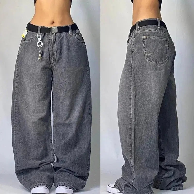 Pantalones vaqueros holgados lavados con múltiples bolsillos para hombre y mujer, Pantalón ancho de cintura alta, informal, Hip - hop, Harajuku, Y2K, moda urbana, nuevo - SYN PERU