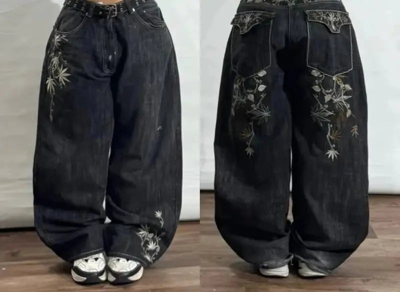Pantalones vaqueros Vintage para hombre y mujer, Jeans anchos de cintura alta, varios bolsillos, azul lavado, Y2K, Harajuku, calle, nuevo - SYN PERU