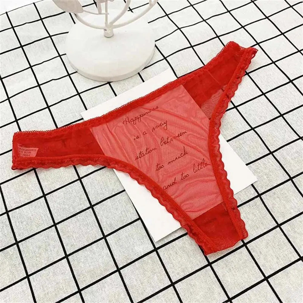 Tanga Sexy ultrafina totalmente transparente para mujer, ropa interior con perspectiva de encaje con volantes, bragas en Tanga de cintura baja, 3 uds. - SYN PERU