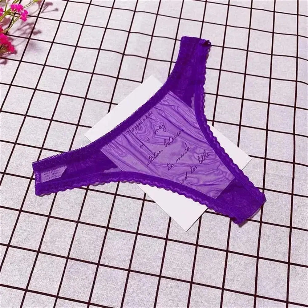Tanga Sexy ultrafina totalmente transparente para mujer, ropa interior con perspectiva de encaje con volantes, bragas en Tanga de cintura baja, 3 uds. - SYN PERU
