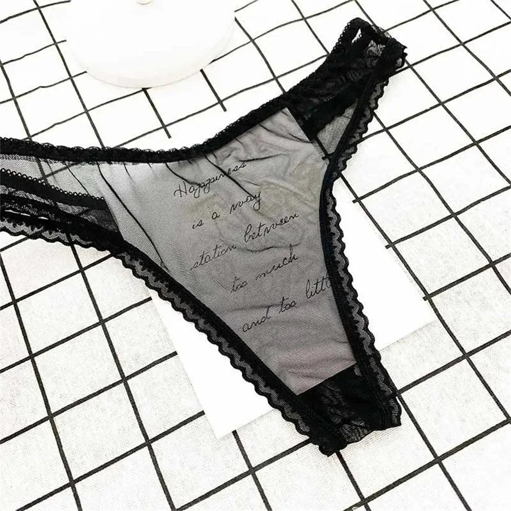 Tanga Sexy ultrafina totalmente transparente para mujer, ropa interior con perspectiva de encaje con volantes, bragas en Tanga de cintura baja, 3 uds. - SYN PERU