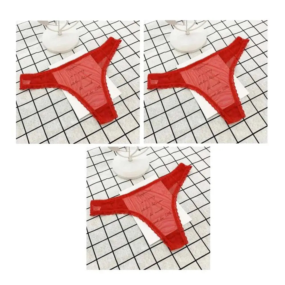 Tanga Sexy ultrafina totalmente transparente para mujer, ropa interior con perspectiva de encaje con volantes, bragas en Tanga de cintura baja, 3 uds. - SYN PERU