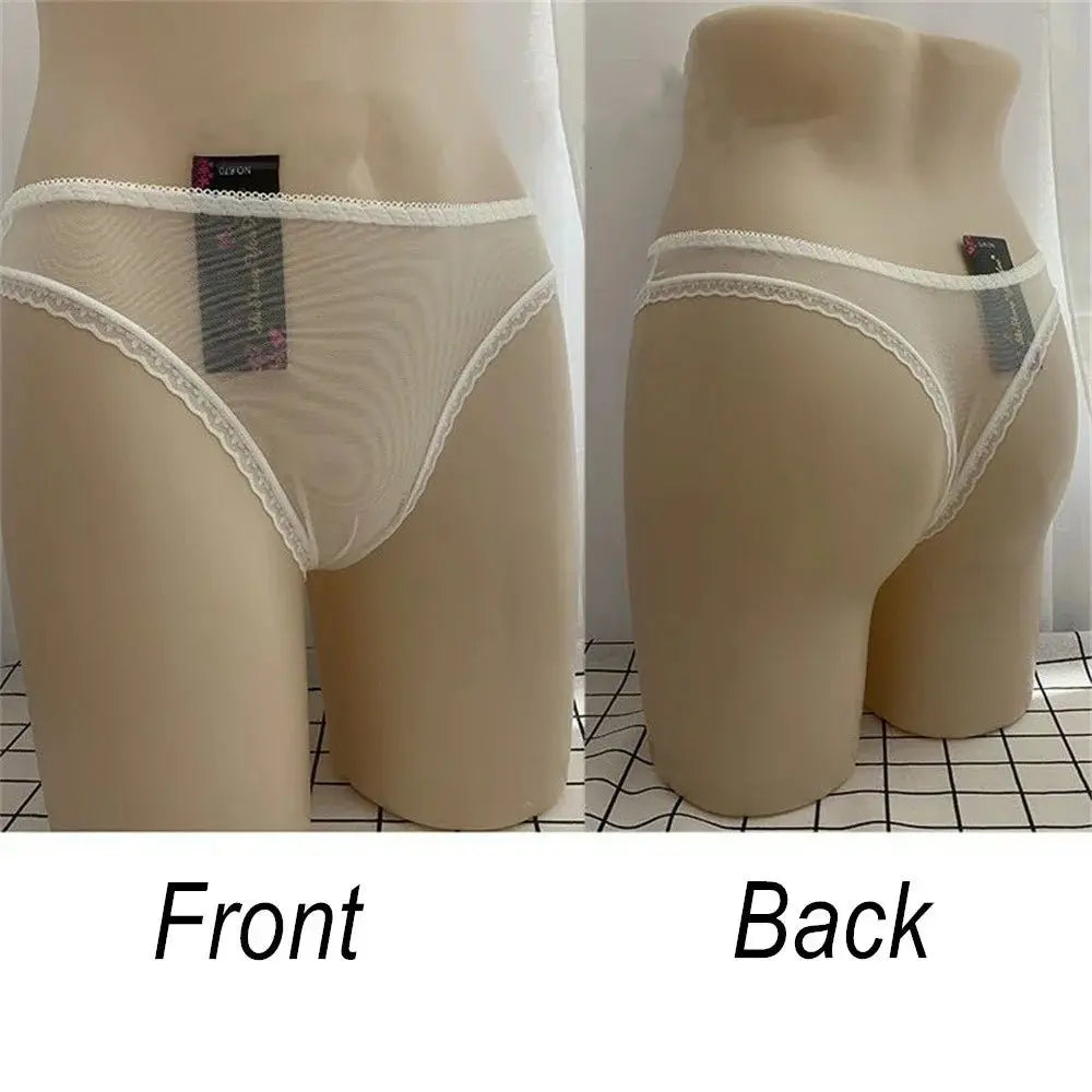 Tanga Sexy ultrafina totalmente transparente para mujer, ropa interior con perspectiva de encaje con volantes, bragas en Tanga de cintura baja, 3 uds. - SYN PERU