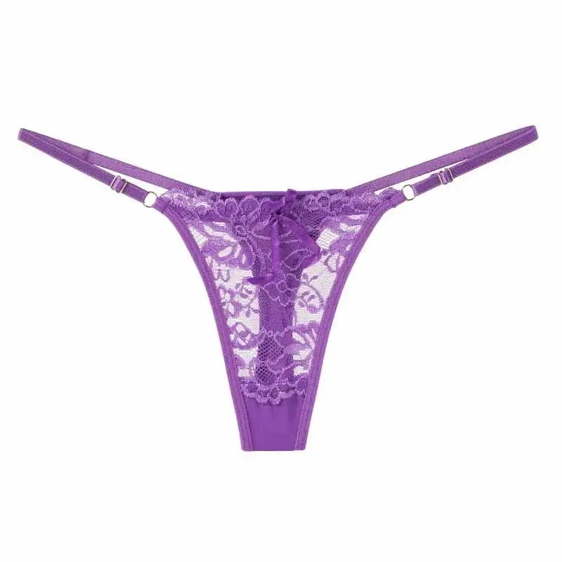 Tangas ajustables de encaje para mujer, ropa interior transpirable de tiro bajo, lencería Sexy - SYN PERU