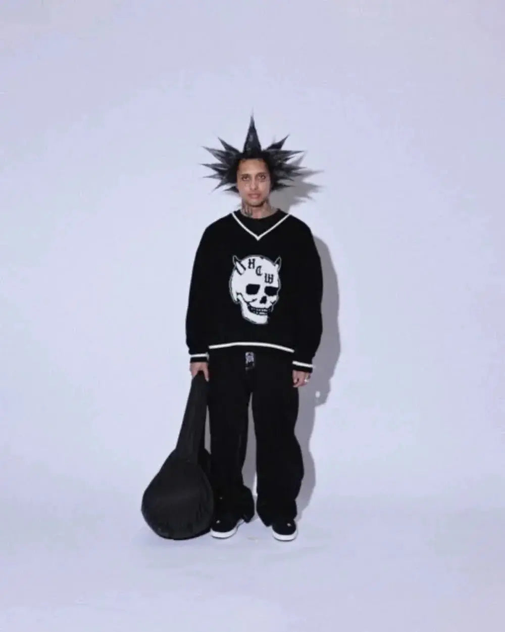 Vaqueros Y2K para hombre, pantalones vaqueros sueltos lavados con bordado de calavera retro de hip - hop, nuevos pantalones de pierna suelta informales de pierna recta, ropa de calle - SYN PERU