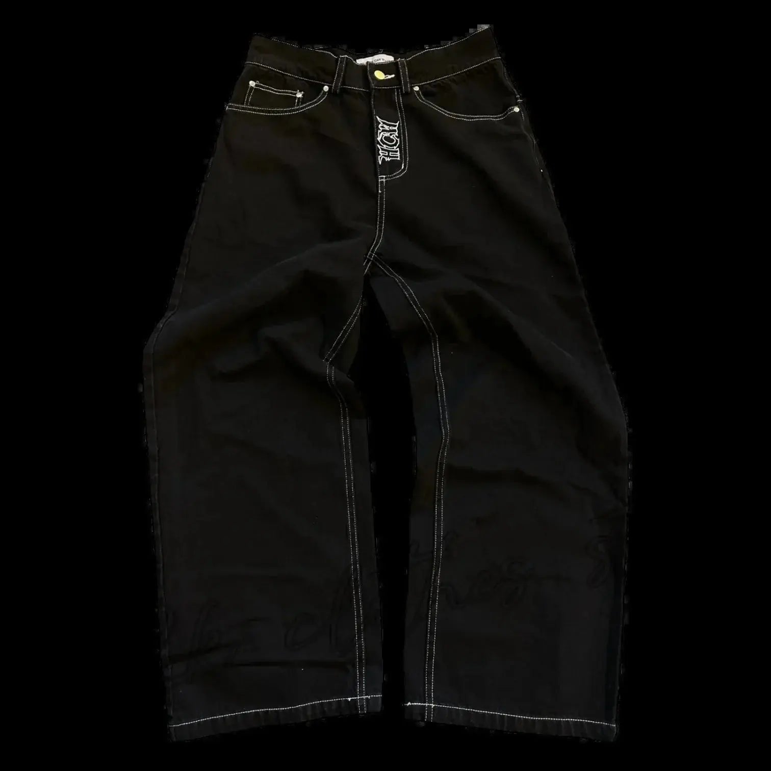Vaqueros Y2K para hombre, pantalones vaqueros sueltos lavados con bordado de calavera retro de hip - hop, nuevos pantalones de pierna suelta informales de pierna recta, ropa de calle - SYN PERU