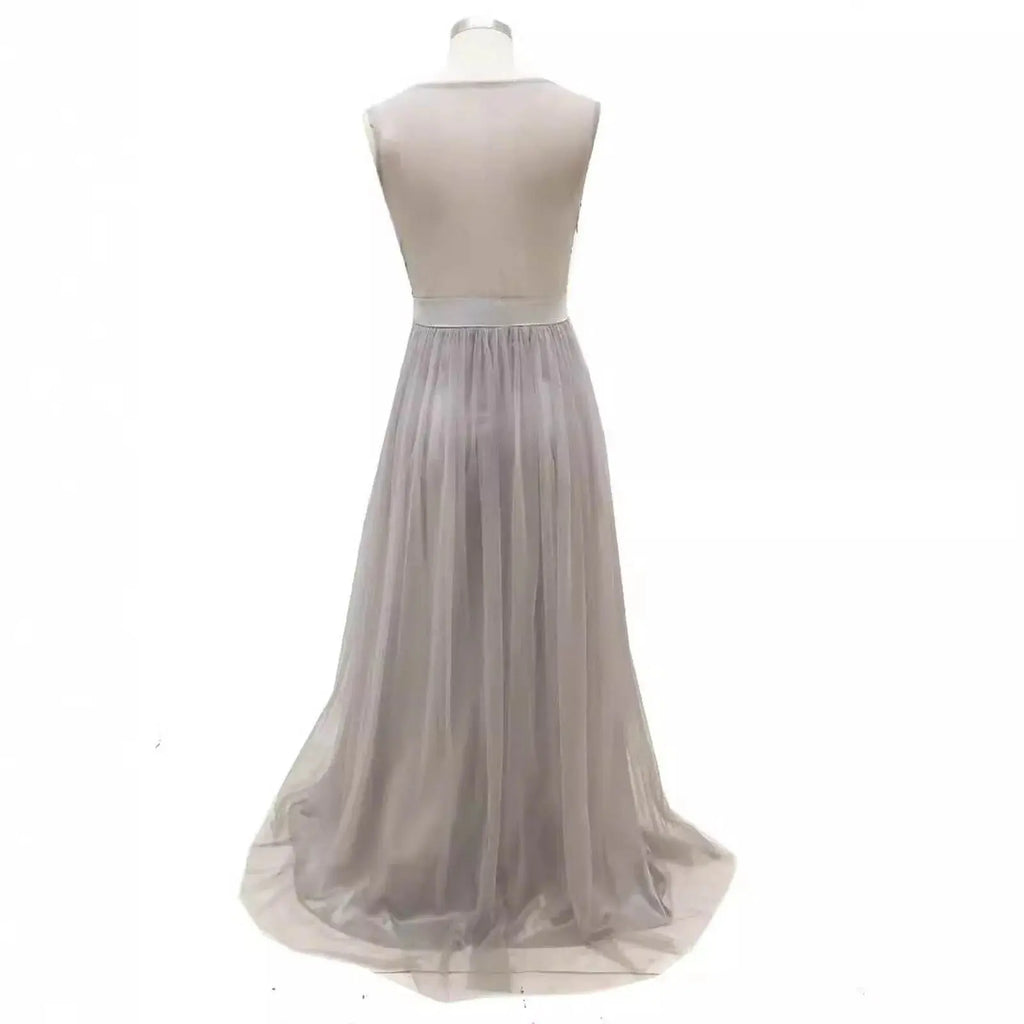 Vestidos de fiesta de noche formales para mujer, vestido de fiesta de retazos de malla con lentejuelas, largo hasta el suelo, cintura alta, vestido largo de dama de honor de boda - SYN PERU