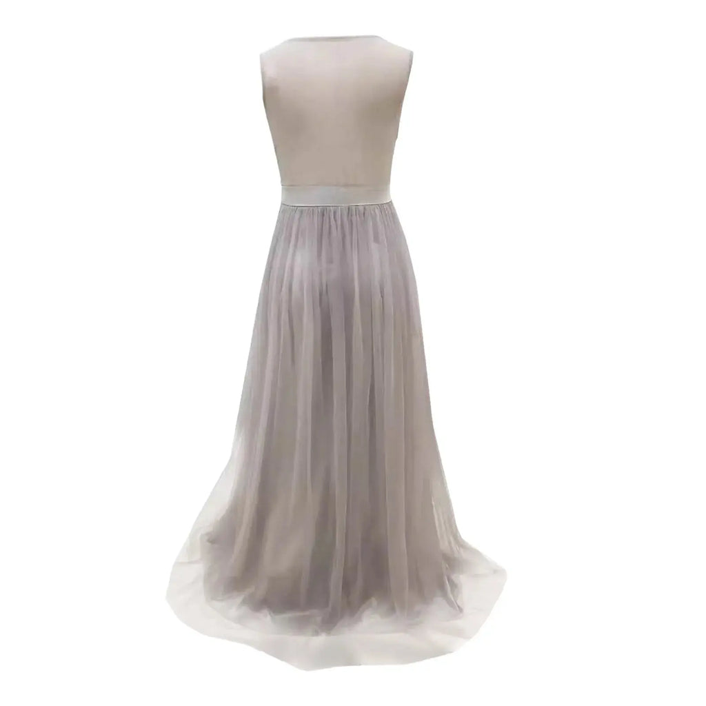 Vestidos de fiesta de noche formales para mujer, vestido de fiesta de retazos de malla con lentejuelas, largo hasta el suelo, cintura alta, vestido largo de dama de honor de boda - SYN PERU