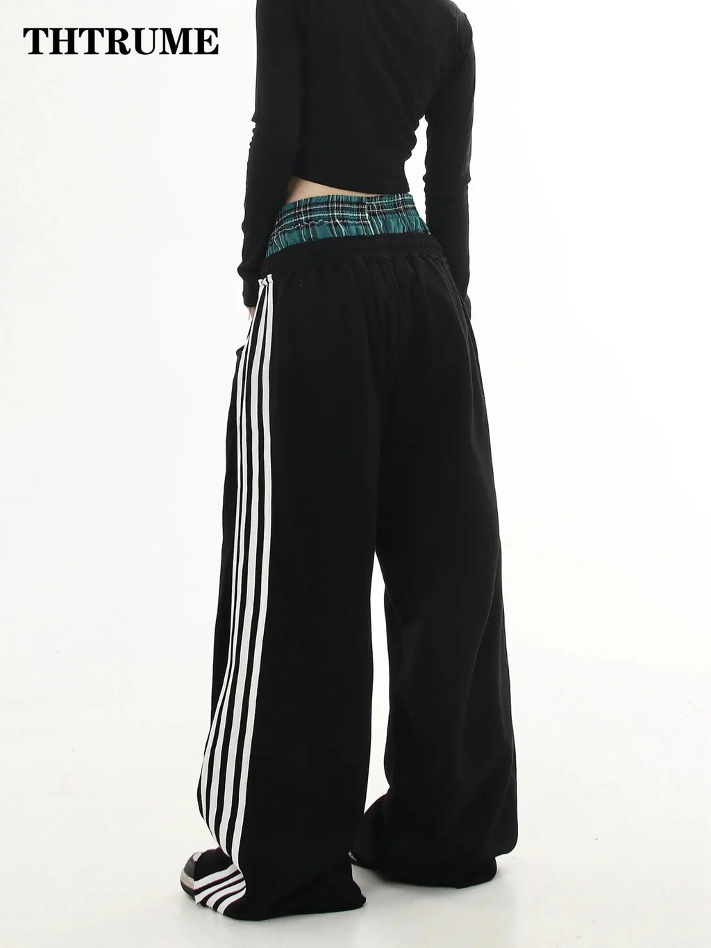 Y2K - pantalones Vintage para mujer, pantalón informal, sencillo, a rayas, holgado, recto, estilo Hip Hop, informal, de gran tamaño, de cintura alta, elegante - SYN PERU