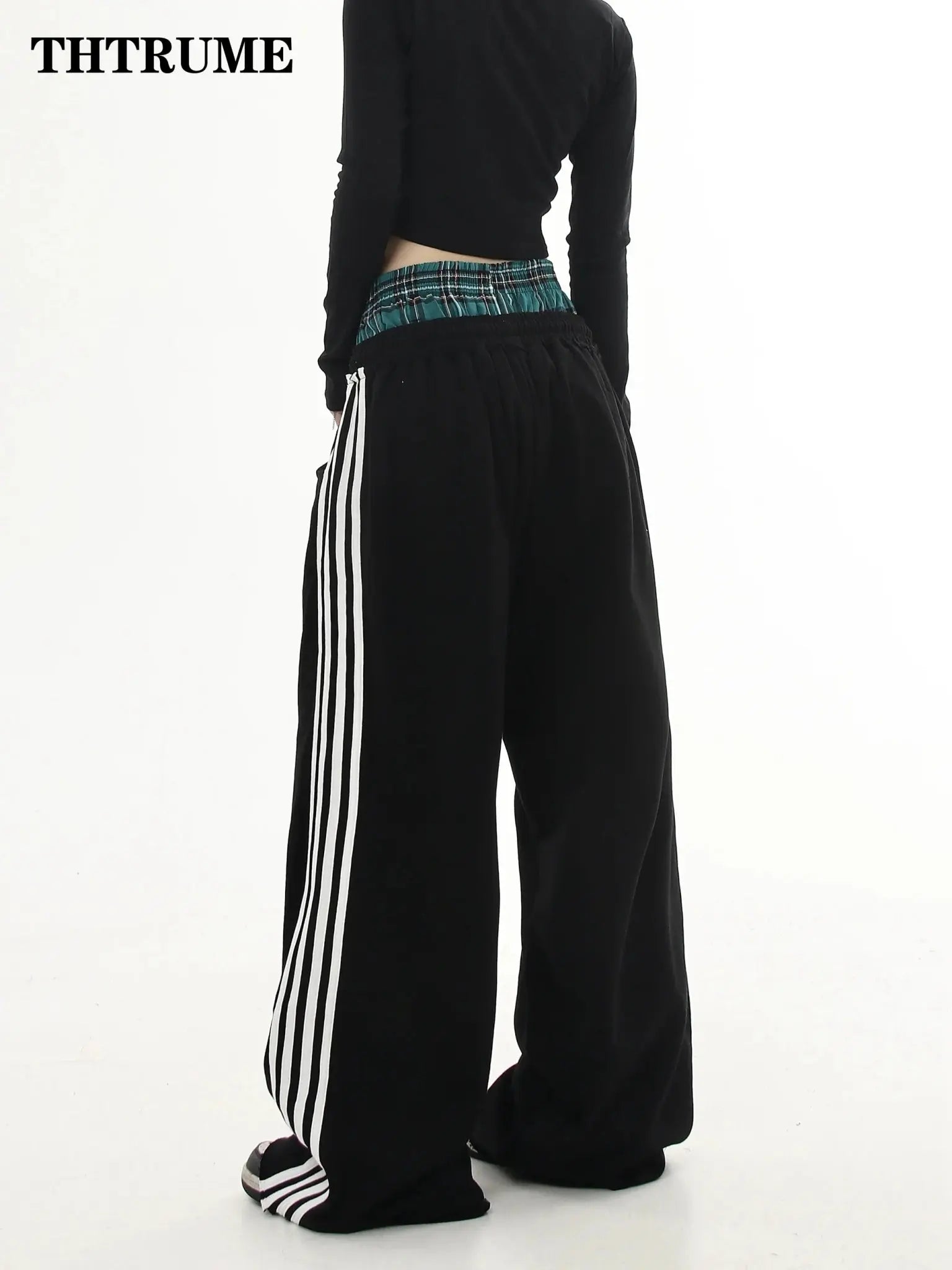 Y2K - pantalones Vintage para mujer, pantalón informal, sencillo, a rayas, holgado, recto, estilo Hip Hop, informal, de gran tamaño, de cintura alta, elegante - SYN PERU